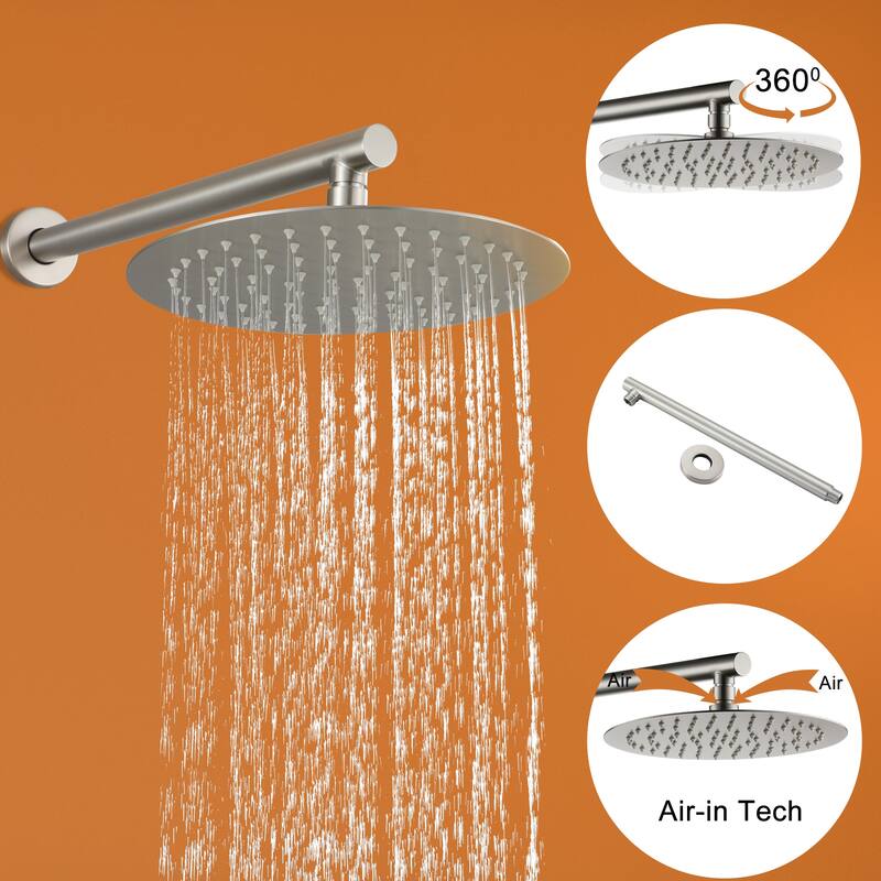 5-Spray Patterns with 9/10/12-in Wall Mount Dual Shower Heads