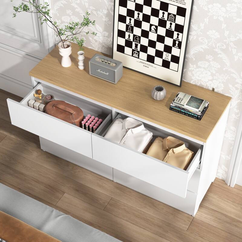 Modern Stylish Dressing Table 6 Drawers Storage Cabinet with Unique Base Design, for Bedrooms, Hallways and Entryways