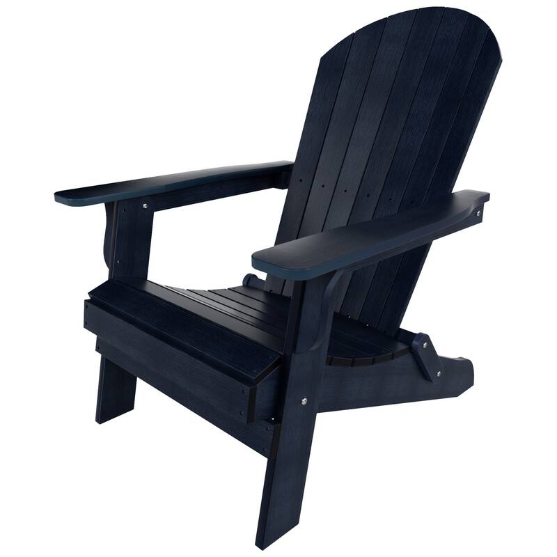 Vineyard HIPS Outdoor Folding Eco-Friendly All Weather Seashell Adirondack Chair with Side Table (2-Piece Set)