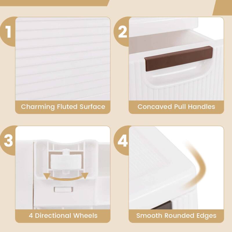 Costway 2 PCS 3-Drawer Narrow Rolling Storage Cabinet with Pull - See Details
