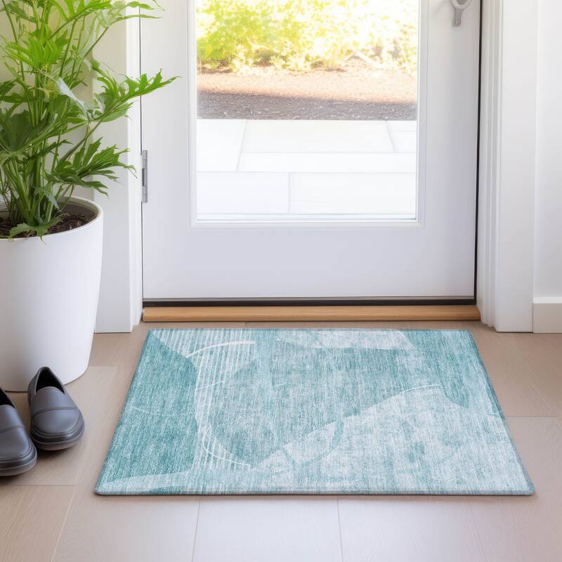 Machine Washable Indoor/ Outdoor Chantille Abstract Modern Rug