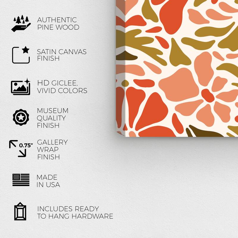Wynwood Studio Canvas Abstract Florece Pattern Orange and Modern & Contemporary Wall Art Canvas Print