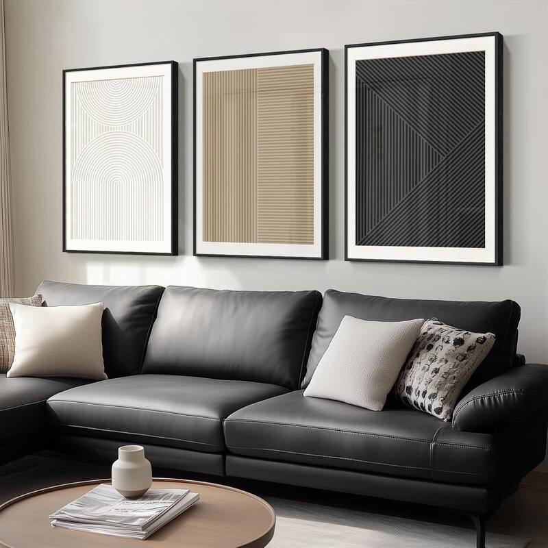 Framed Modern Black and White Abstract Wall Art