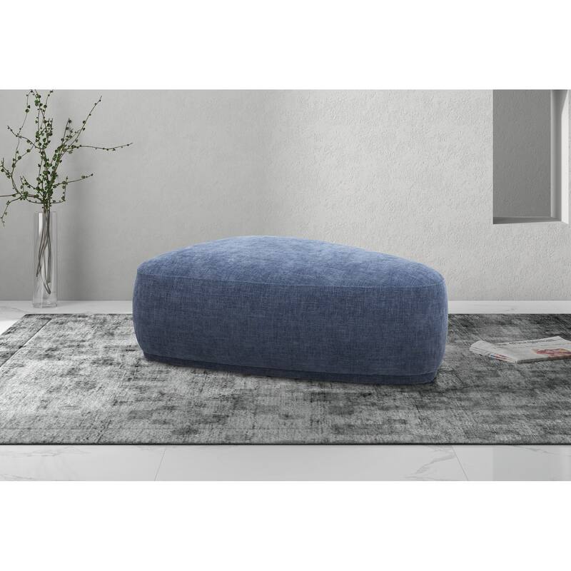 Divani Casa Kinsey Modern Blue Large River Rock Ottoman