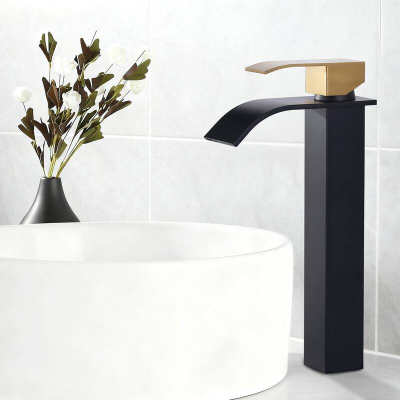 WOWOW Single Handle Single Hole Waterfall Bathroom Vessel Faucet
