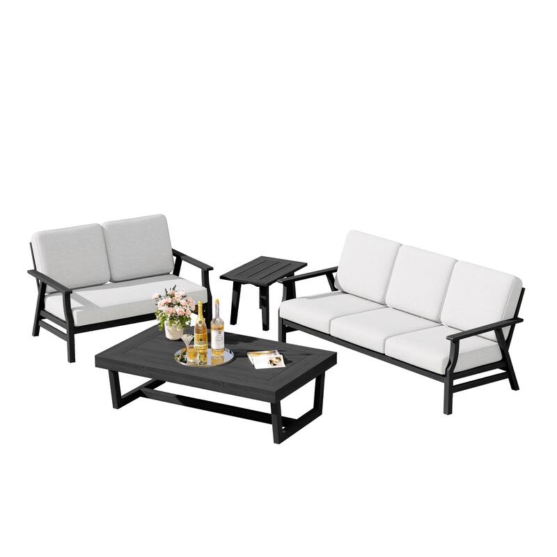 Arthur 4-Piece Teak Wood Patio Conversation Set