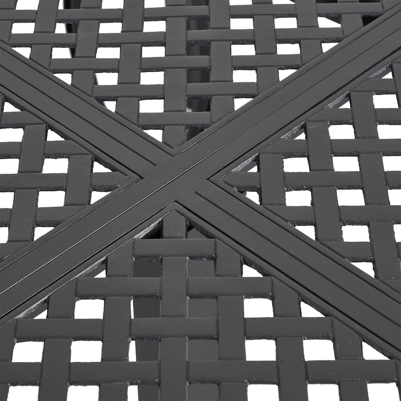 Outdoor Modern Aluminum Dining Table with Woven Accents