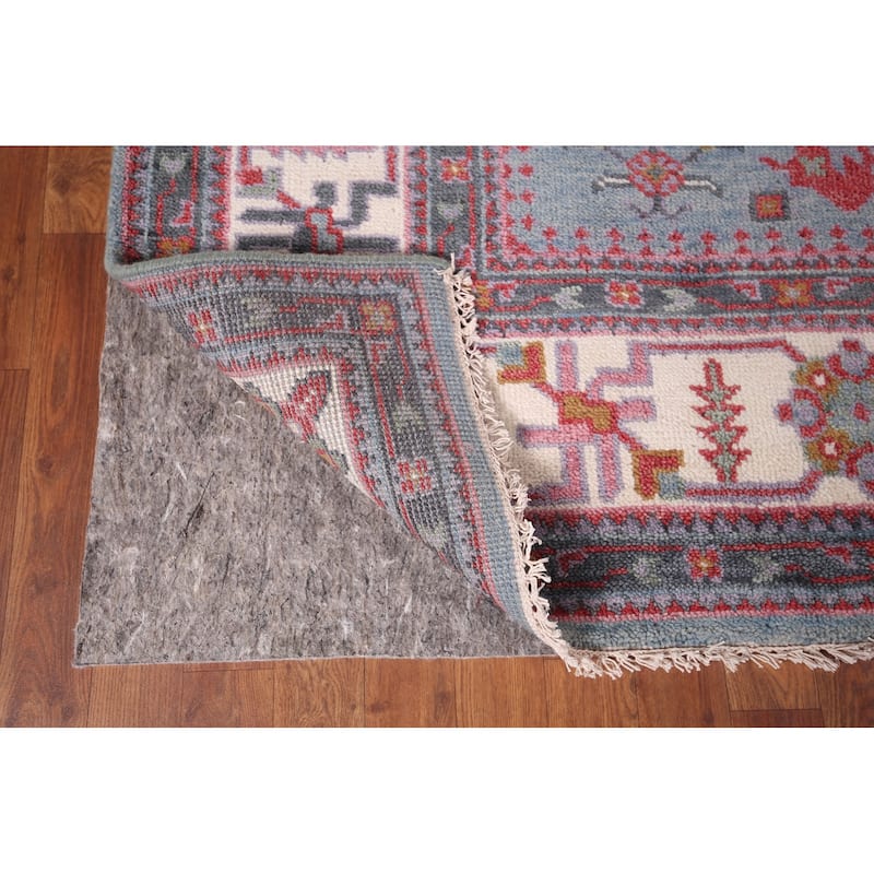 Light Blue Oushak Indian Area Rug Handmade Wool Carpet - 8'2"x 9'11"