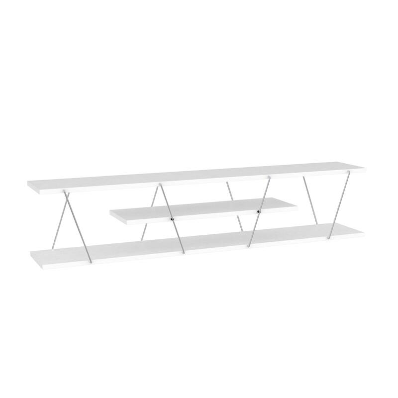 FurnisHome Store Tars Mid Century Modern Tv Stand 4 Shelves Open Storage Metal Cords Entertainment
