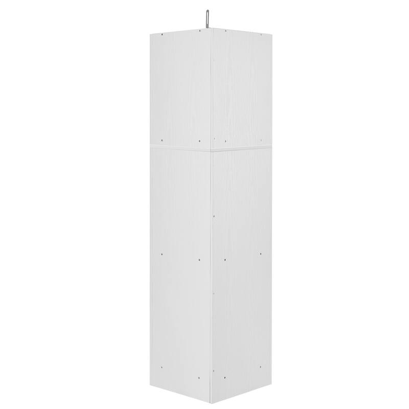 Bathroom Storage Corner Cabinet with Open Shelves, Adjustable Shelves, Rhombus Pattern Cabinet Doors and Curved Line Base