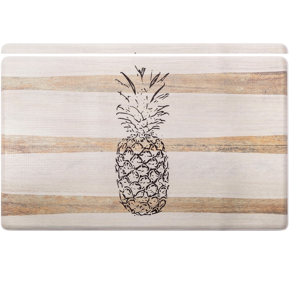 SoHome Cozy Living Pineapple Anti-Fatigue Kitchen Mat, Beige/Black