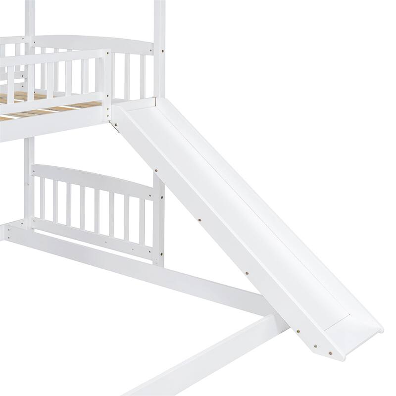 Twin Over Full Bunk Bed with Slide,House Bed with Slide