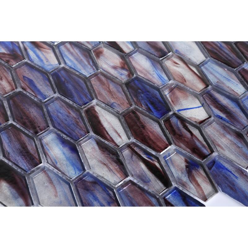 Iridescent 1 1/4" x 2" Long Hexagon Glass Tile