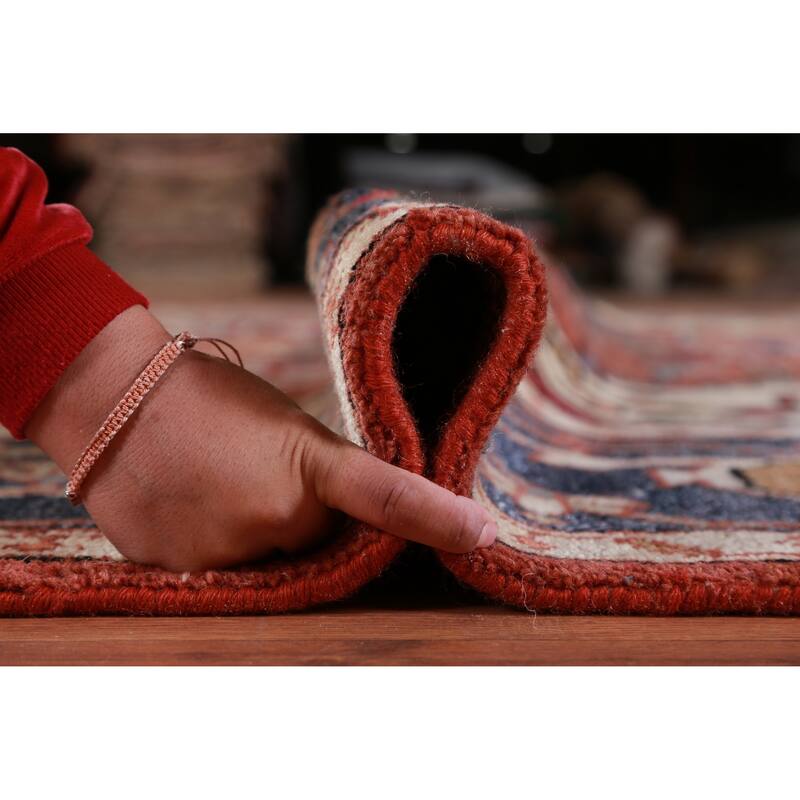 Hand Knotted Oriental 100% Wool Carpet Traditional Medallion Oranges & Rust Heriz (serapi) Area Rug - 13' 9'' X 9' 11''