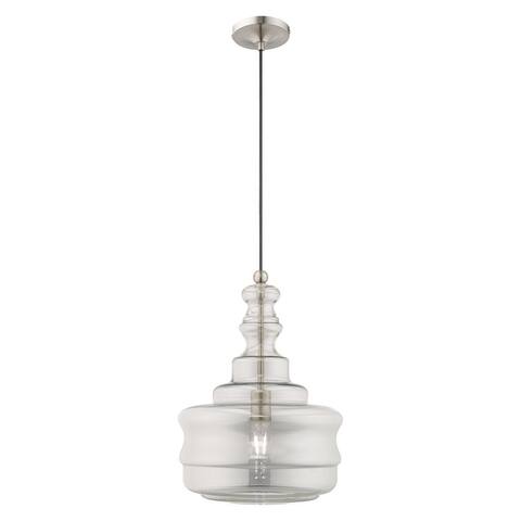 Livex Lighting Art Glass 1-light Mini Pendant - 12.63"Dia. x 19.25"-90"Adj. H