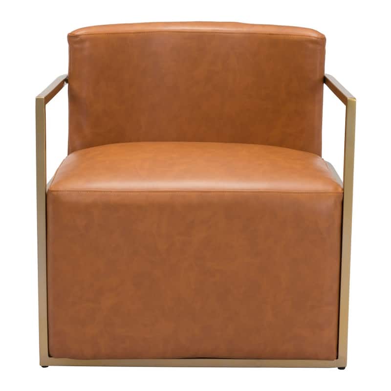 HomeRoots 27" Brown And Gold Faux Leather Arm Chair - 26.8' X '28.3' X '25.6