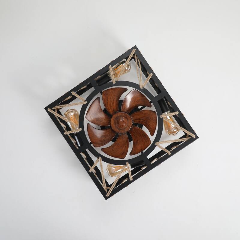 18 in. W x 6 in. H Iron Ceiling Fan in Black with LED Lights - 18" x 6" in.
