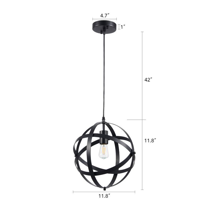 CO-Z Industrial Single Light Globe Pendant Chandelier - Black