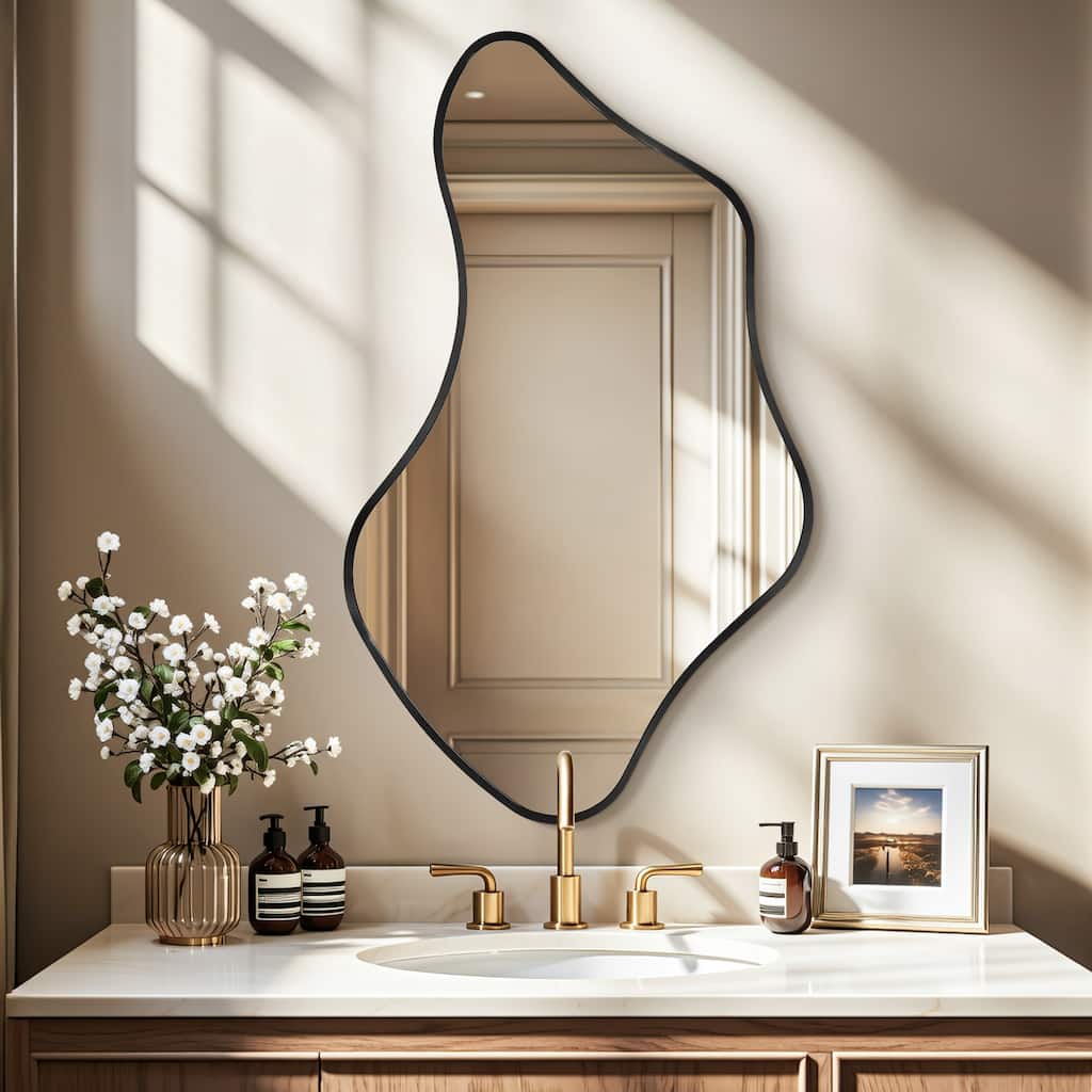 Irregular Asymmetric Aluminum Alloy Framed Wall Mirror