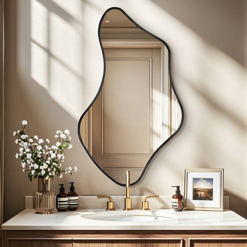 Irregular Asymmetric Aluminum Alloy Framed Wall Mirror