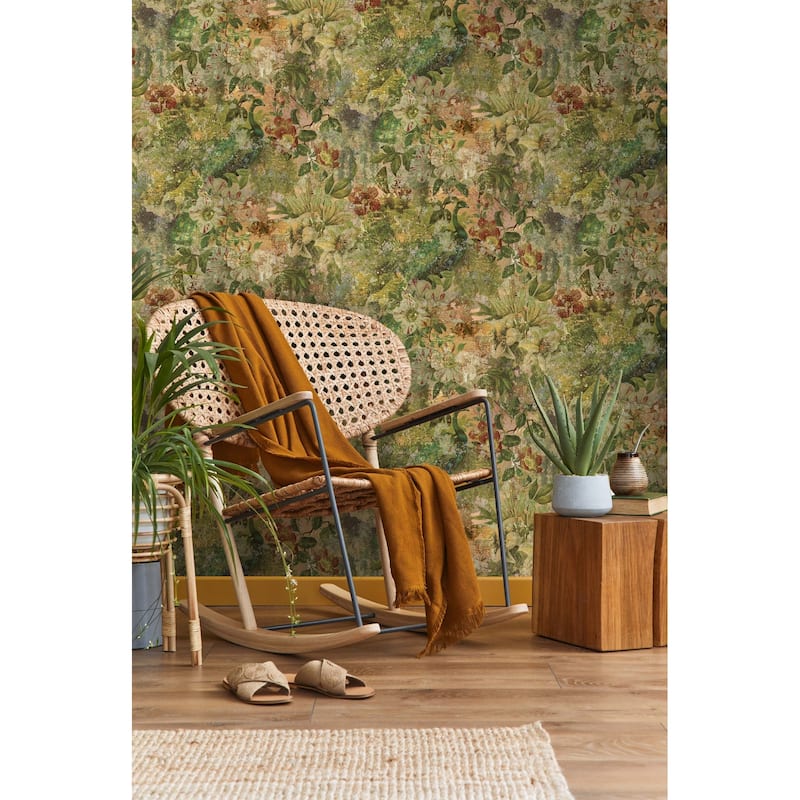 Vintage Floral Peacock Non-pasted Wallpaper – 396in x 20.8in