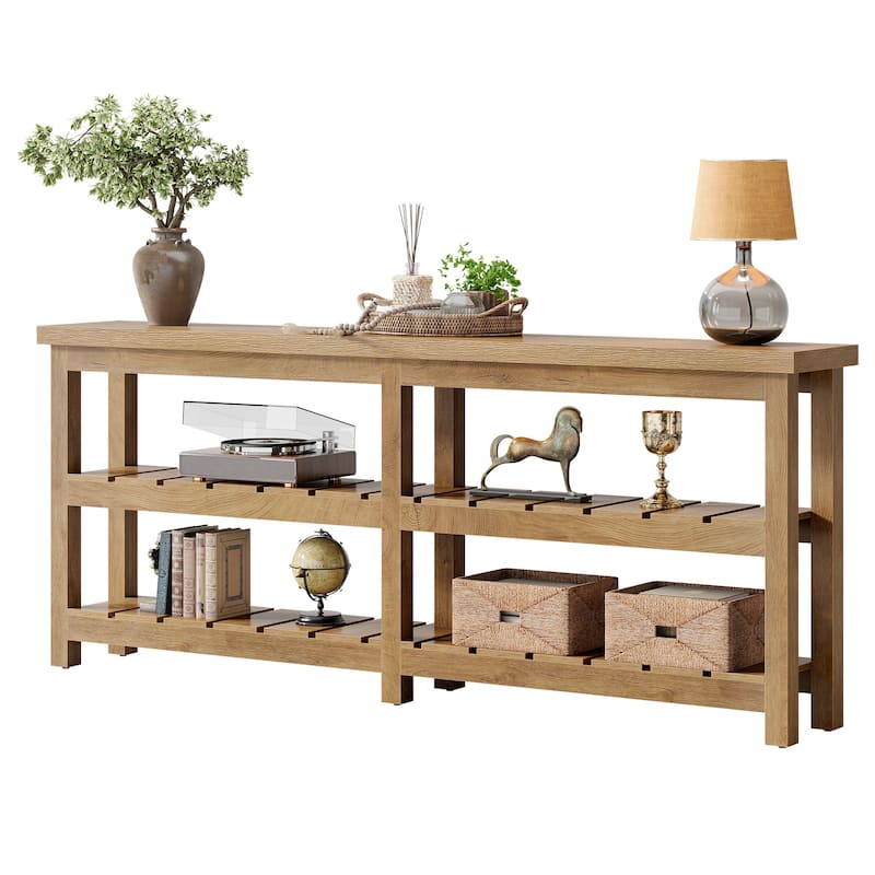 70.86-Inch Extra Long Console Table Farmhouse 3-Tier Entryway Table