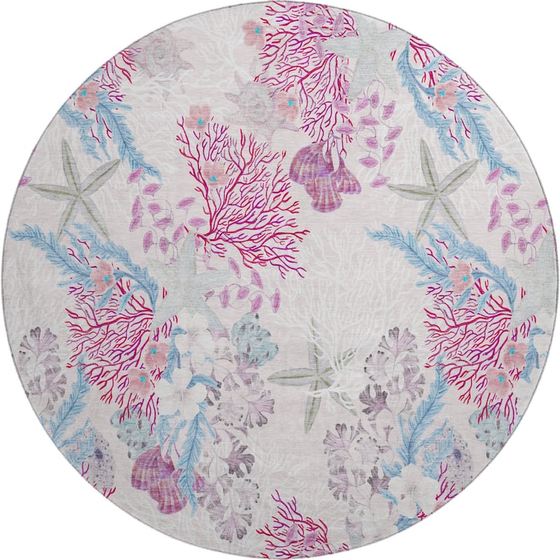 Premium Washable Super Soft Coral Starfish Coastal Mayfield Rug