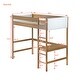 preview thumbnail 5 of 12, Twin Size Loft Bed Natural Bed Frame with Ladder, Guardrails, Underbed Desk, Teddy Fleece Fabric Headboard Footboard for Student