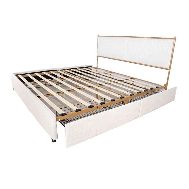 Classic Metal Platform bed with Four drawers