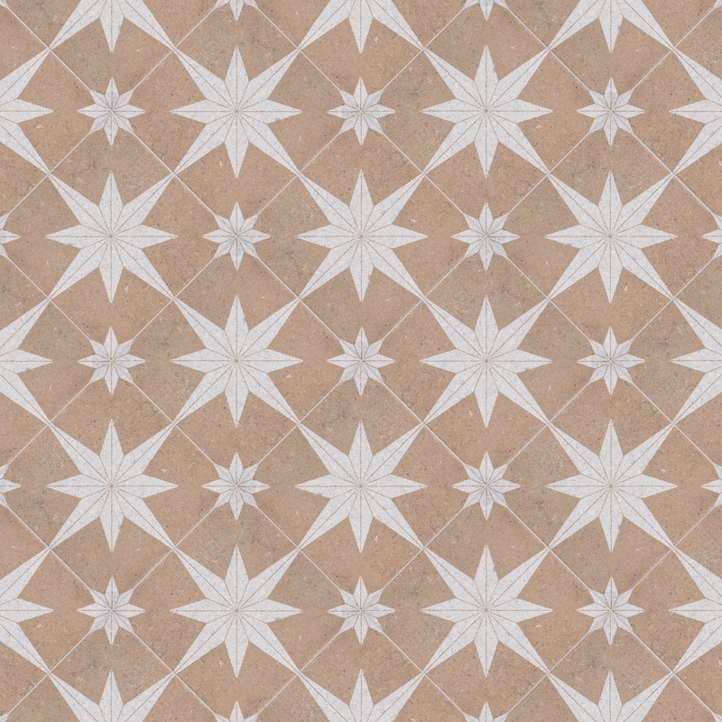 Merola Tile Compass Star Sand Stone 8" x 8" Porcelain Floor and Wall Tile