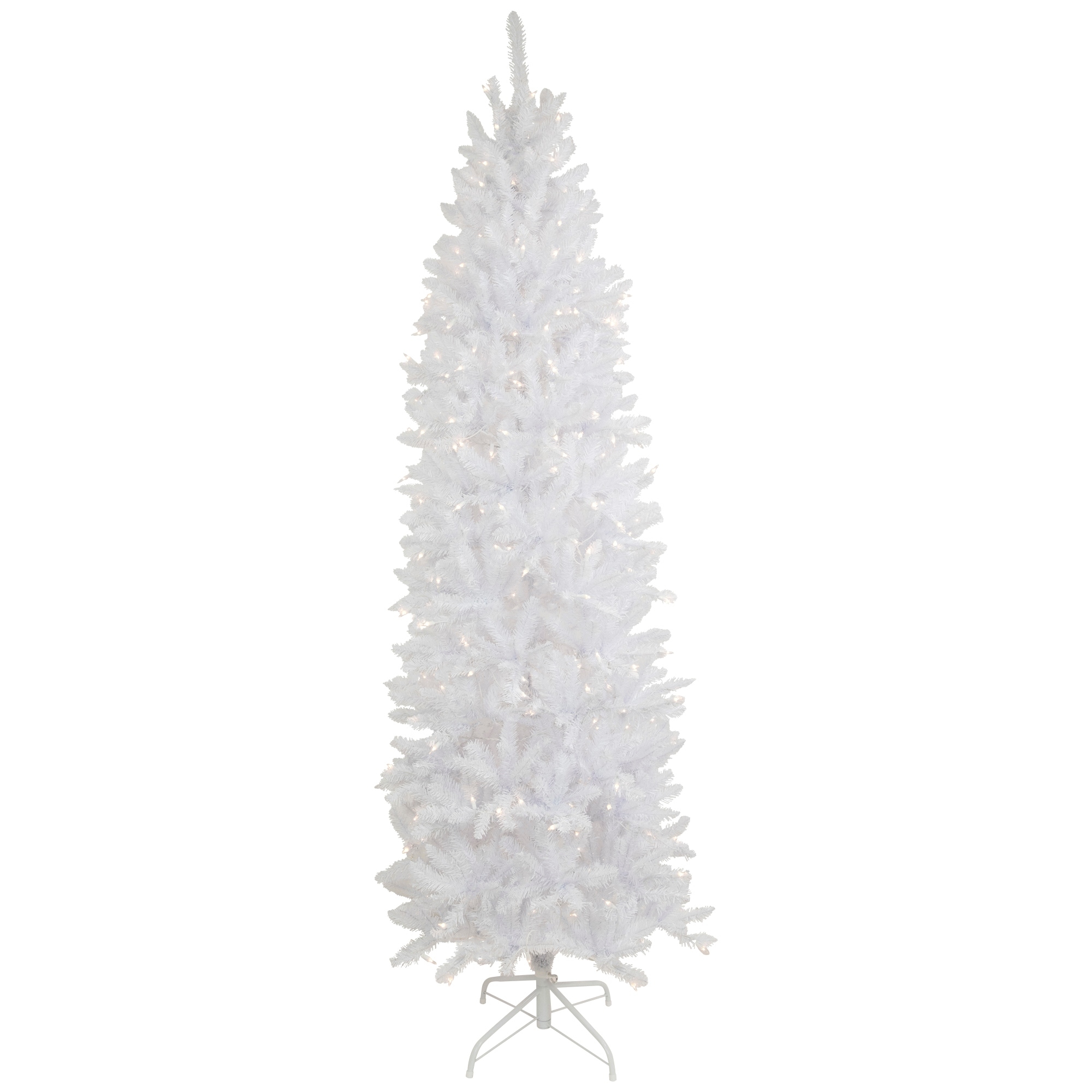 7.5' Pre-Lit Rapids White Pine Pencil Artificial Christmas Tree Clear Lights