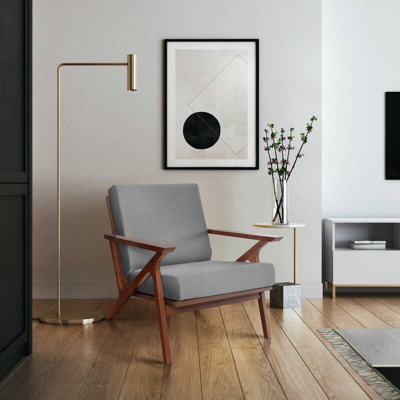 Zenvida Mid Century Modern Armchair Solid Hardwood Upholstered Accent Chair