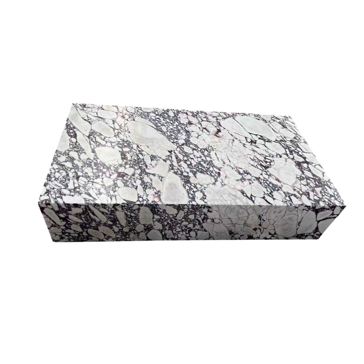 BETACH Genuine Marble Block Coffee Table, Matte - Calacatta Viola