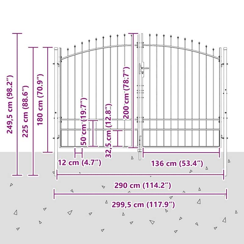 vidaXL Garden Gate with Lock Gray Steel