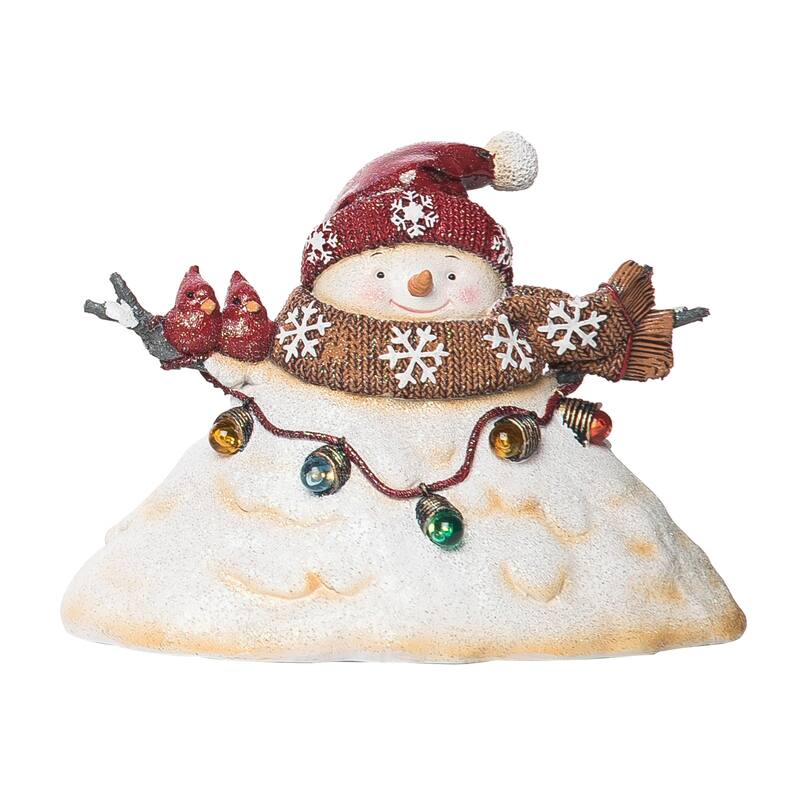 Transpac Resin 7.5 in. Off-White Christmas Light Up Melting Snowman Decor