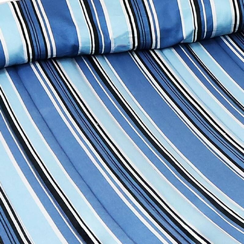 HomeRoots Light Blue And Dark Blue Striped Double Hammock - 125.50 in. x 1.00 in. x 55.00 in.
