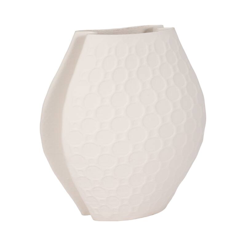 Sagebrook Home Elphantine 3D Printed Vase, Ivory/Beige, Bud, Texture