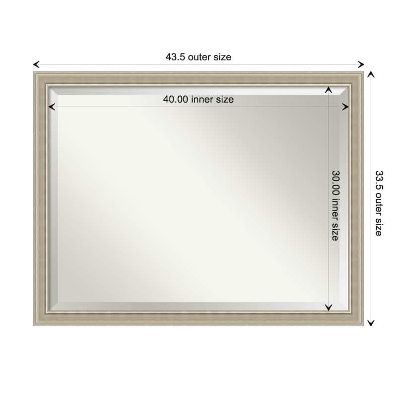 Mezzo Silver Beveled Wood Framed Bathroom Vanity Wall Mirror - Mezzo Silver - Glass Size 40x30