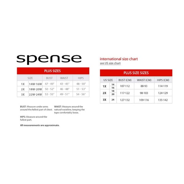 Spense Size Chart