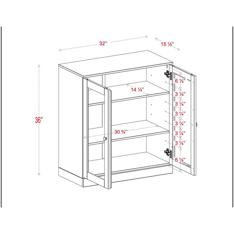 100% Solid Wood Short Bookcase with Glass Doors, Adjustable Shelves, Modular Storage Bookshelf, 32" W x 35.75" H