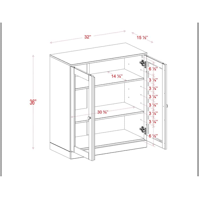 Palace Imports 100% Solid Wood 32" Bathroom Cabinet with Clear Glass Doors and Adjustable Shelves