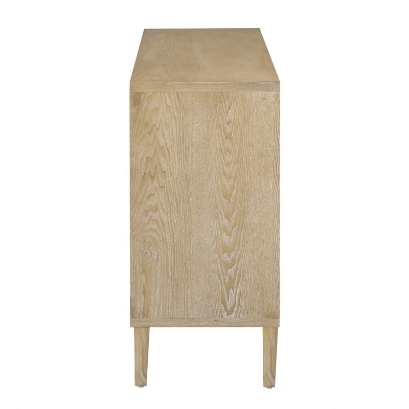 59.8" 4-Door Sideboard,Hidden Handle,Distinctive Solid Ash Veneer Buffet with Storage