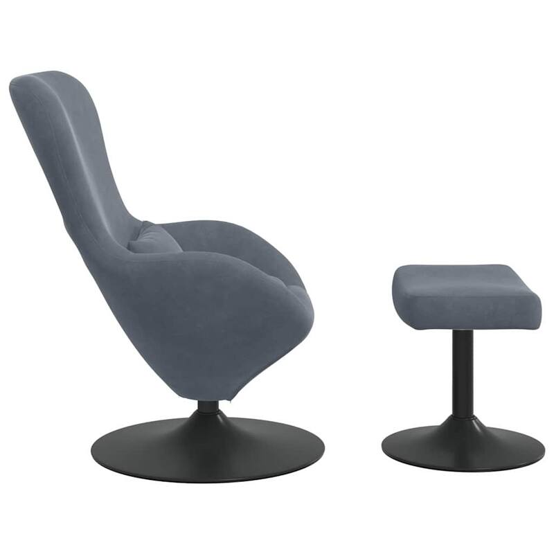 vidaXL Egg Chair Black/ Dark/Light Grey Velvet - 24.8 x 28.7 x 35.4