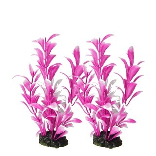 Shop 2 Pcs Ceramic Base Lively Fuchsia White Plastic Fish Tank