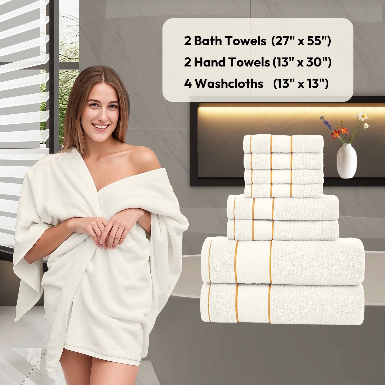 VALLAD ITEM BATH TOWEL 新品未開封 JML-8-Piece-Cotton-Bath-Towel-