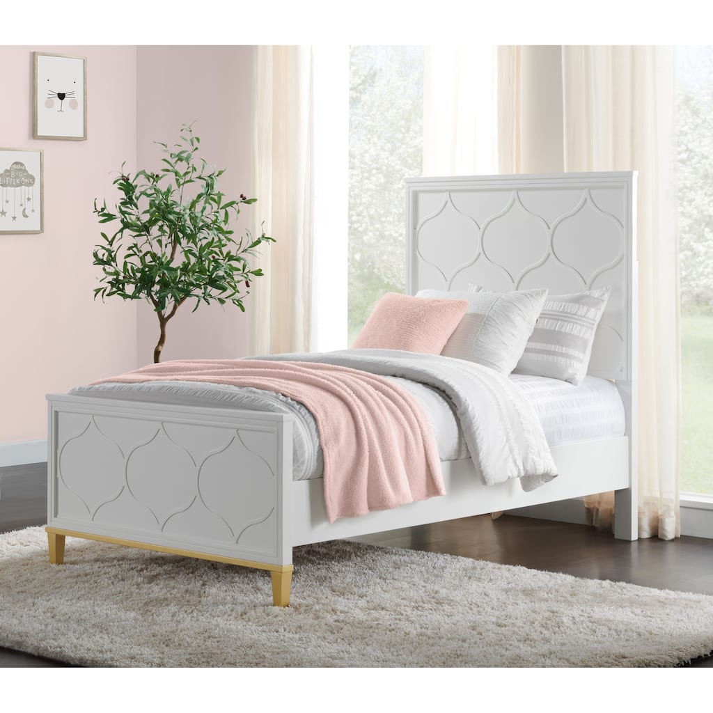 Emma Panel Bed in White and Gold by Martin Svensson Home