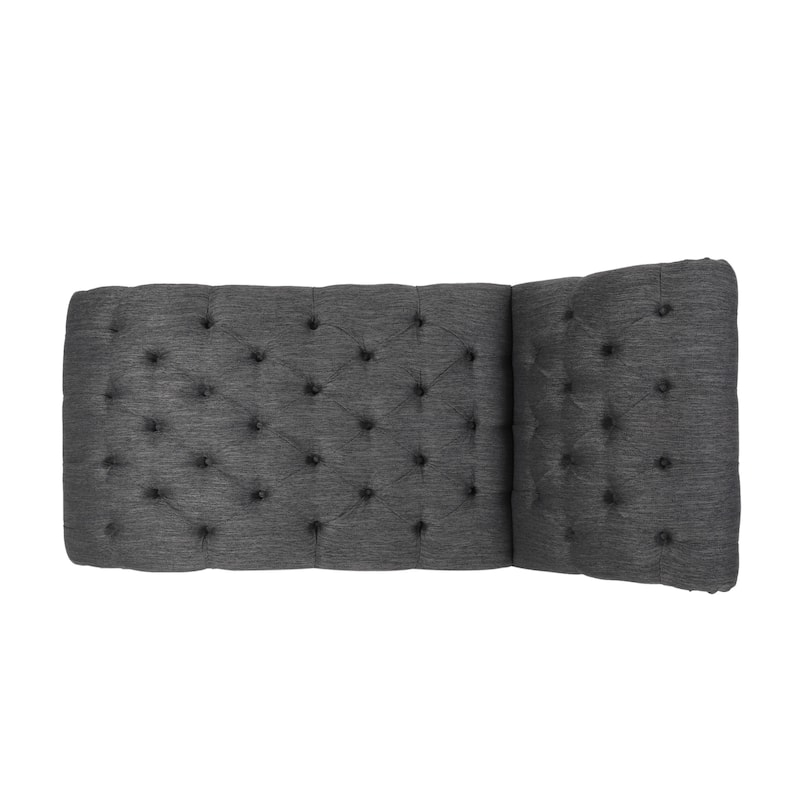 Modern 64.25" Button Tufted Chaise Lounges Chair with Birch Wood Legs and Nailheads