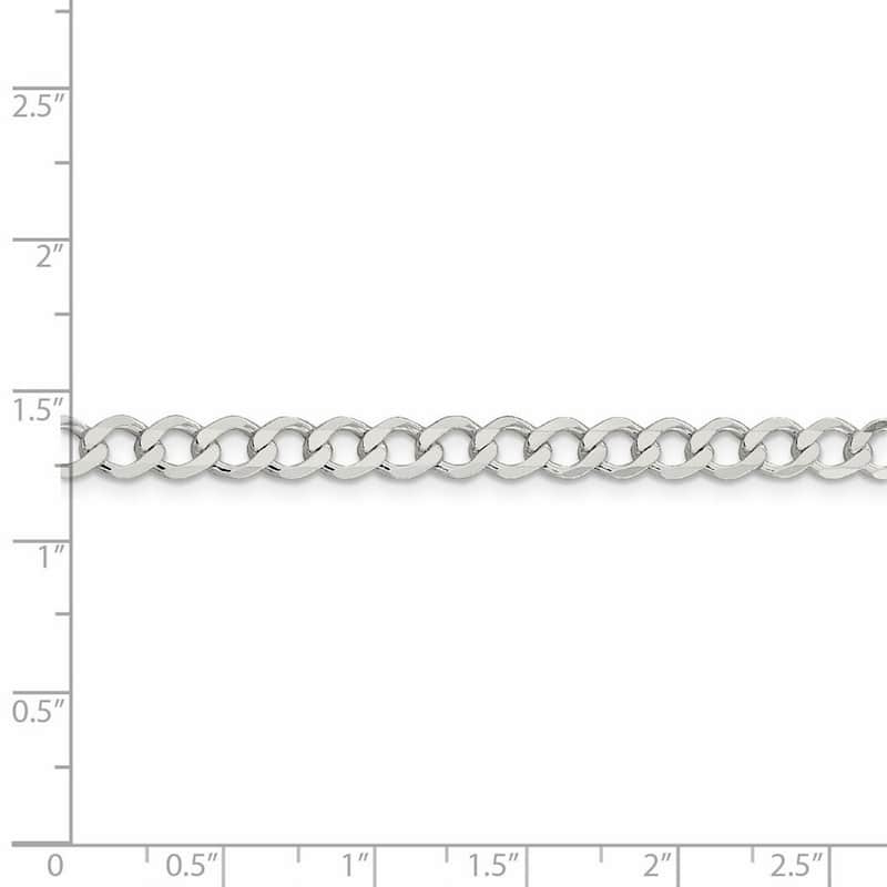 Curata 925 Sterling Silver 5.3mm Polished Flat Curb Chain Necklace