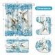 preview thumbnail 6 of 22, 4 Pcs HummingBird Flower Shower Curtain Sets with Rugs for Bathroom Decor, Vintage Floral (Hooks Not Included)