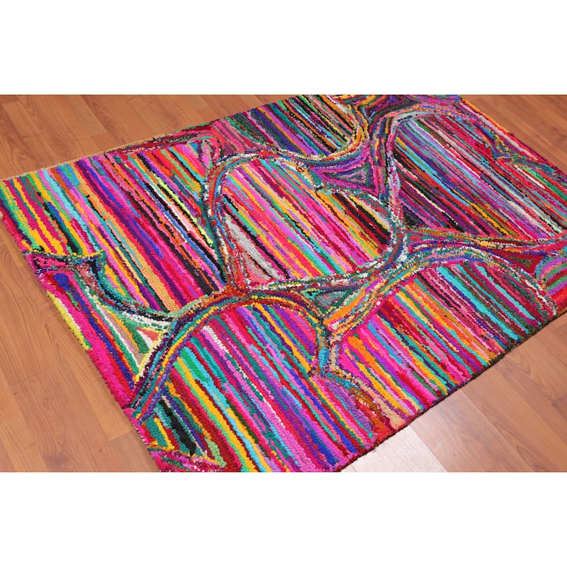 4'x 6' Pink Hand Tufted Oriental Rug - 4' x 6'